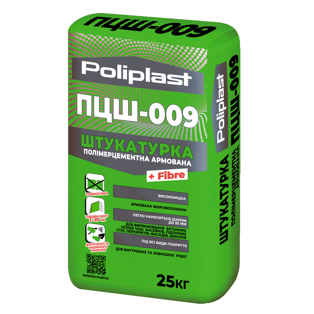 Штукатурка полимерцементная армированная ПЦШ-009, 25 кг